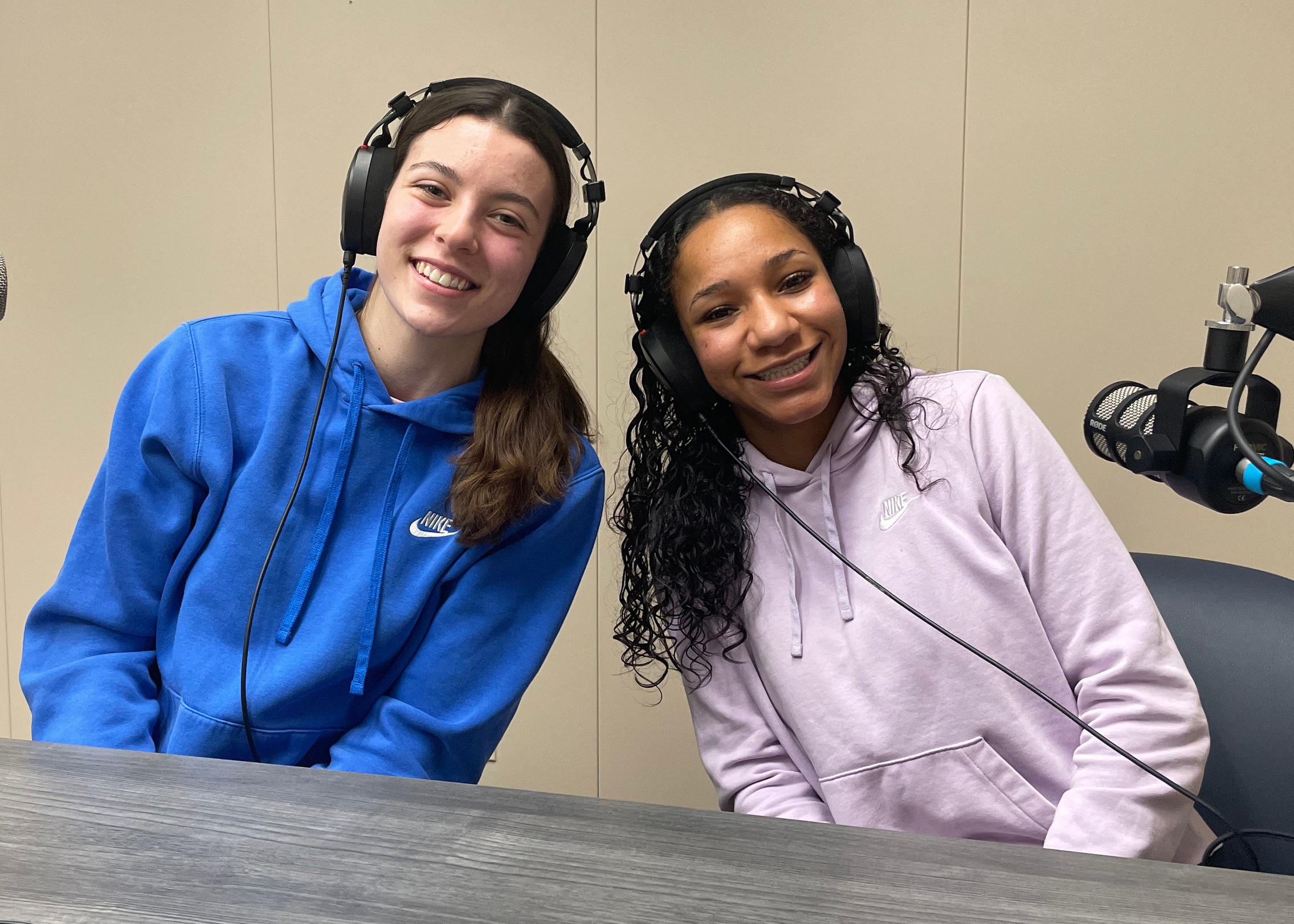 Chargers women's basketball players Antonia Kisler (left) and Capre Ferguson (right) were the guests for Episode 27 of the Sandburg Athletics Podcast.